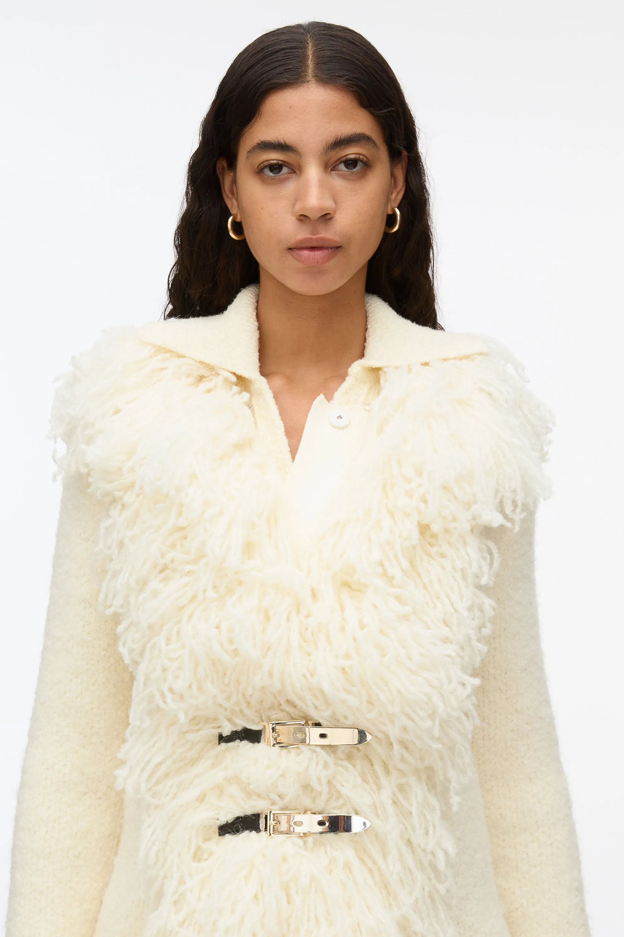 Boucle Fringe Knit Coat