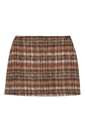 Brown Check Seine Mini Skirt