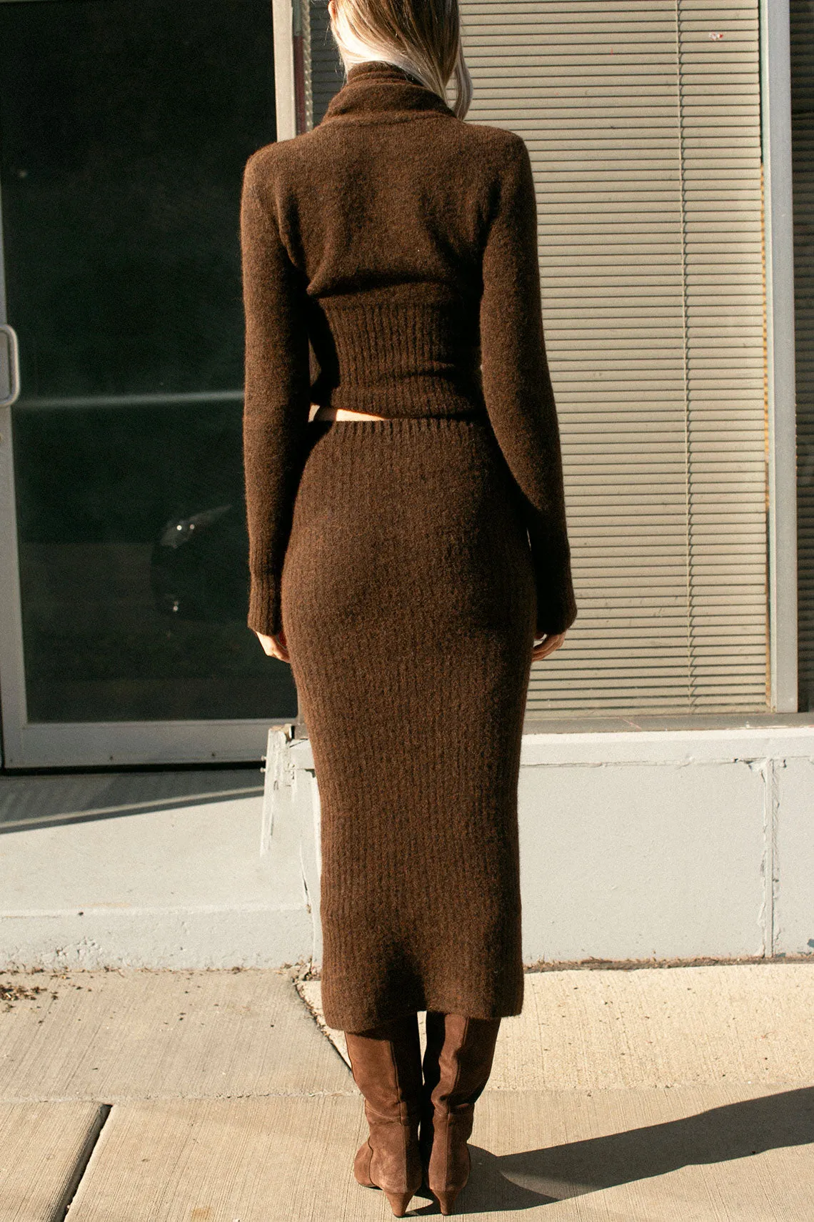 Brown Siracuza Knit Tube Skirt