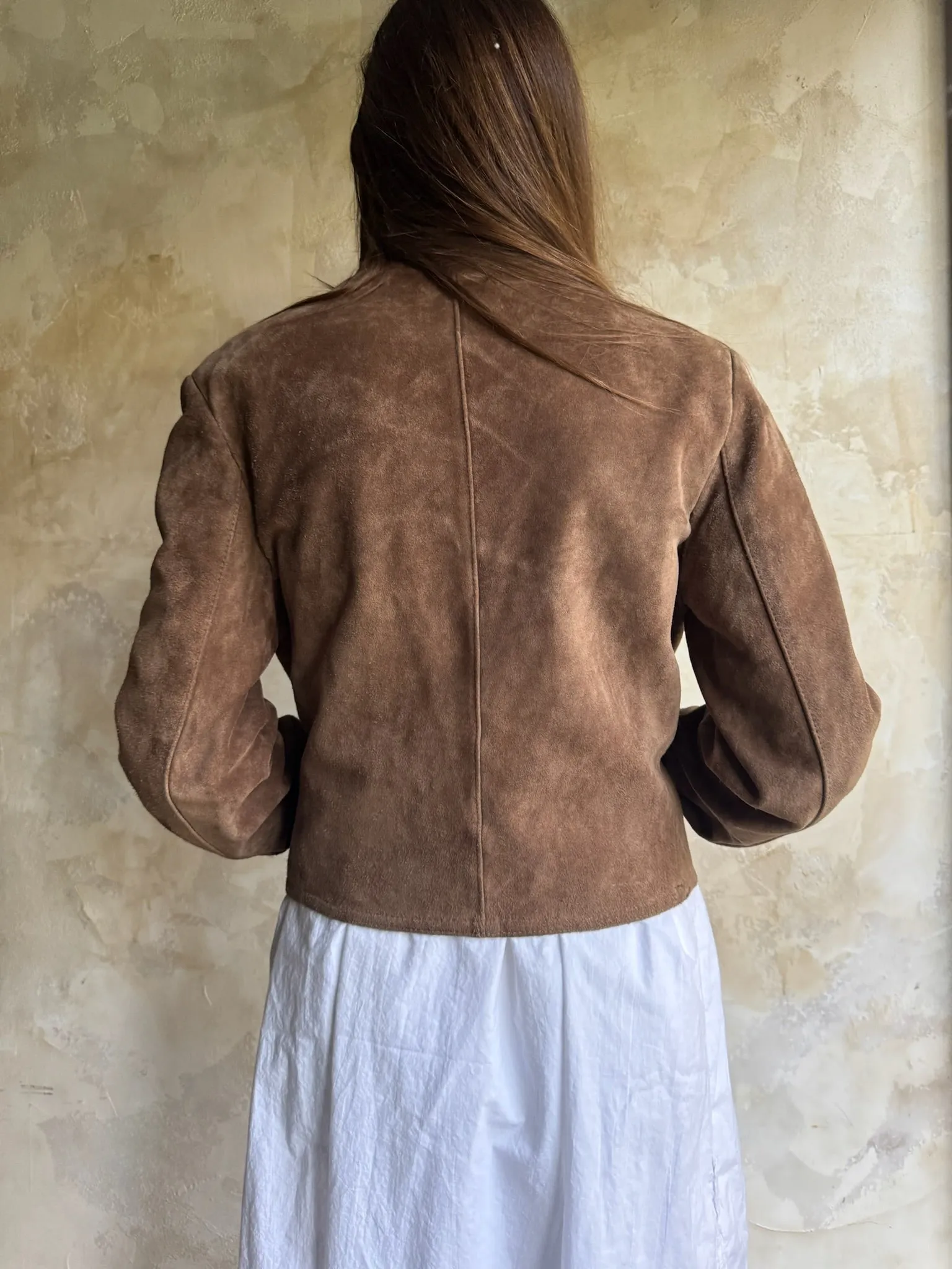 Brown Suede Cropped Jacket