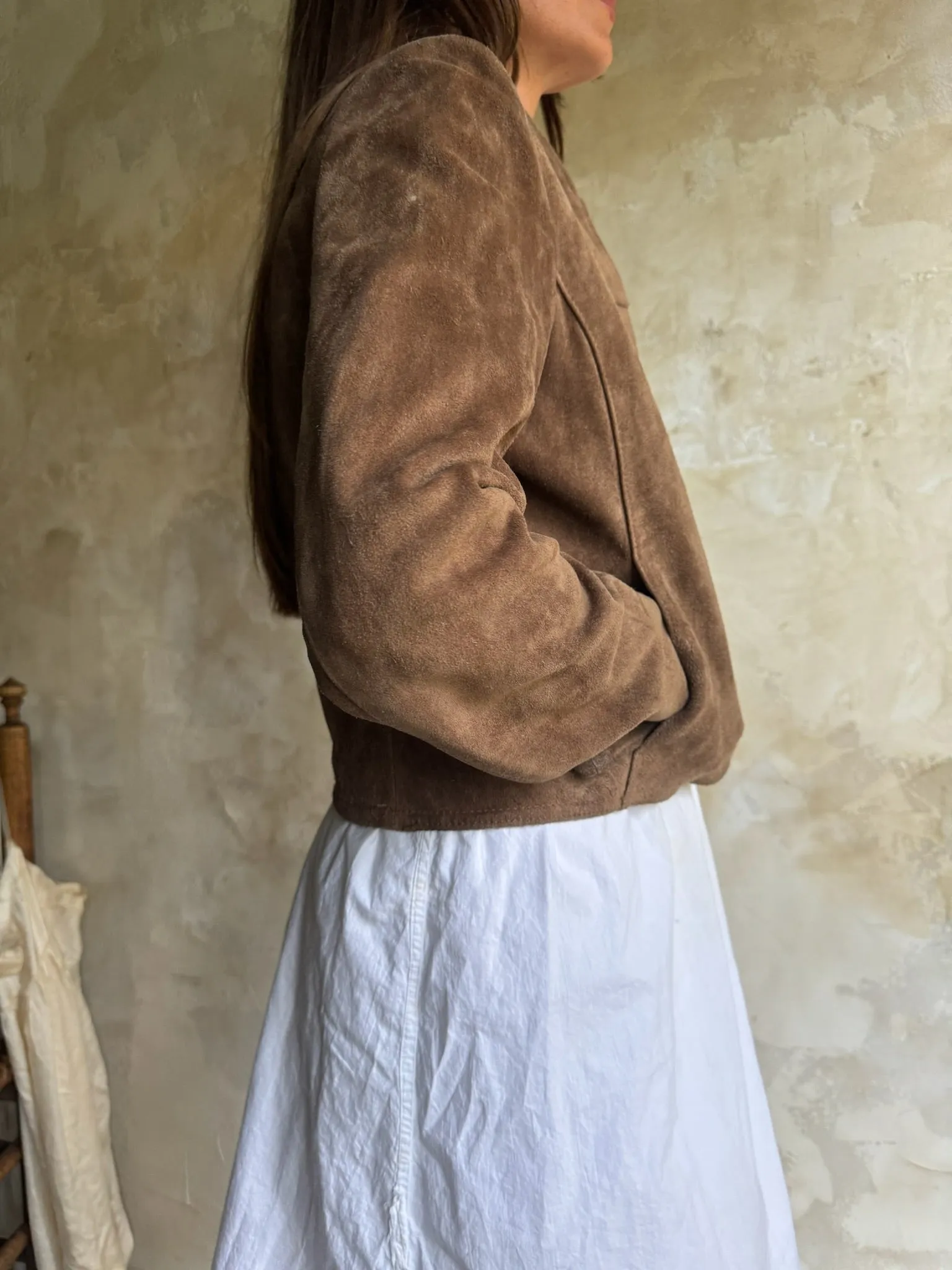 Brown Suede Cropped Jacket