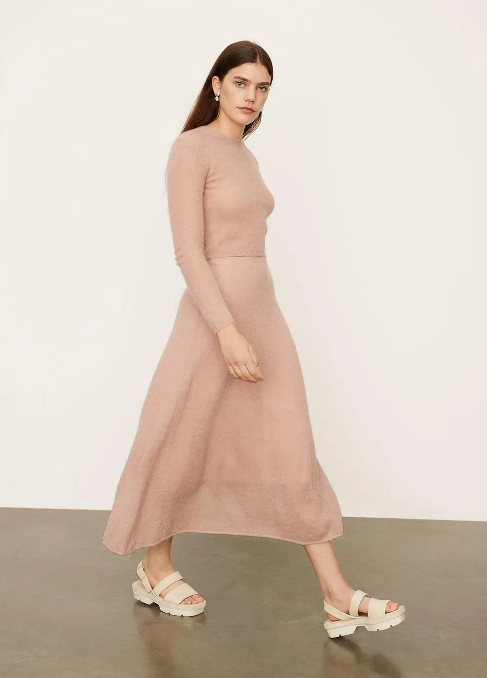 Brushed Swing Skirt in Terra Rose