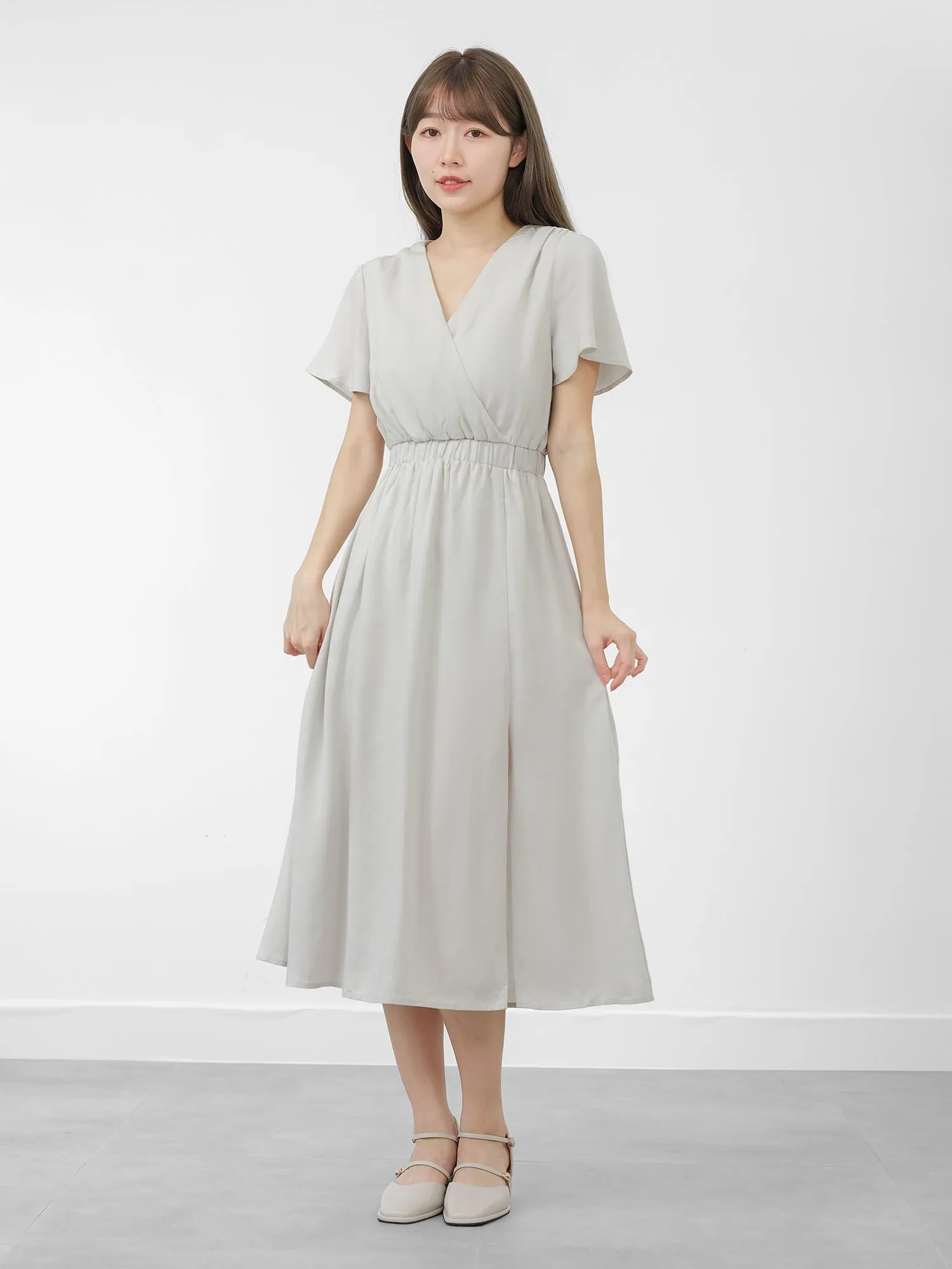 Candace Wrap Neck Midi Dress