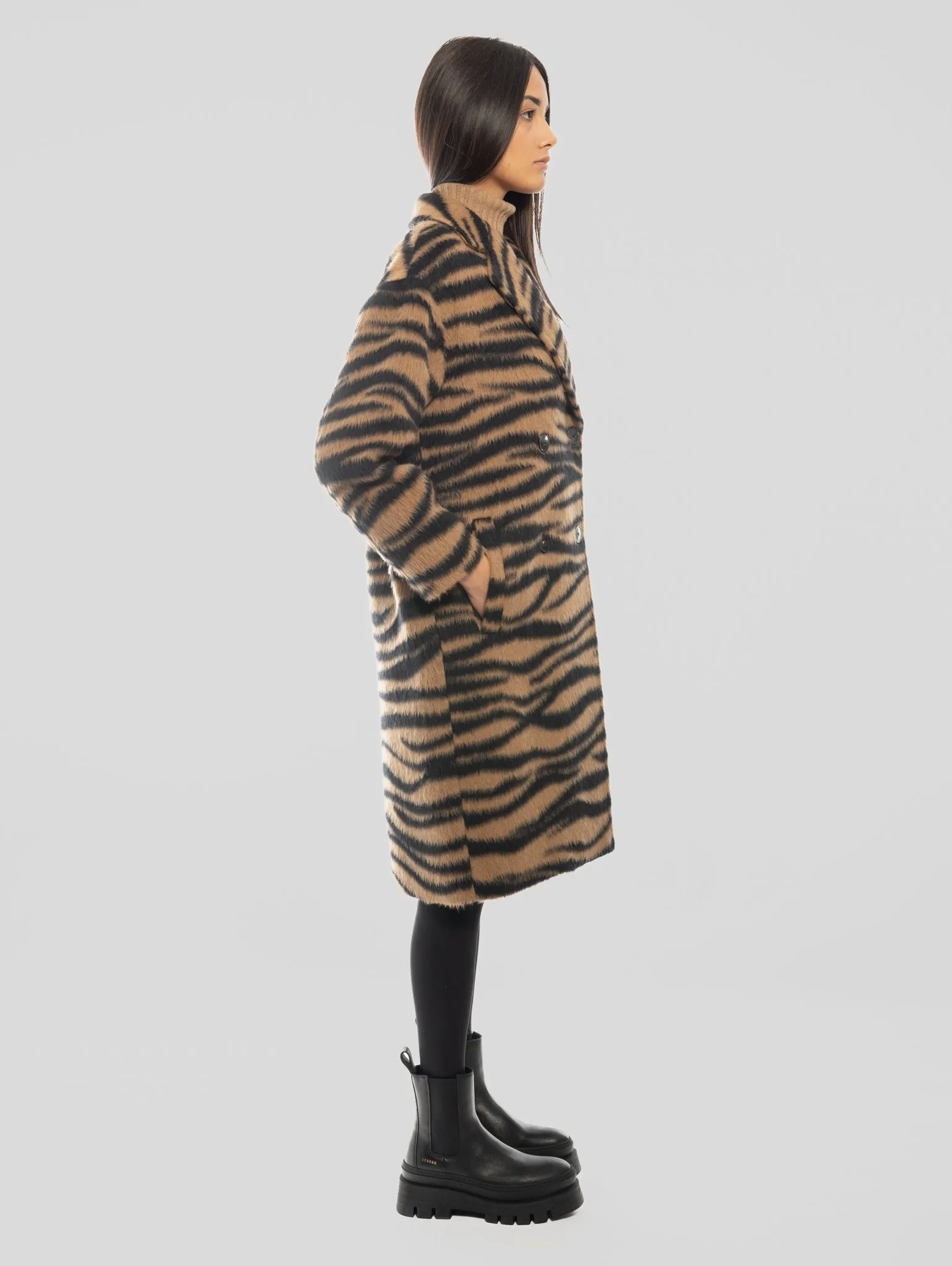 Cappotto Jacquard Animalier Vidim Cammello