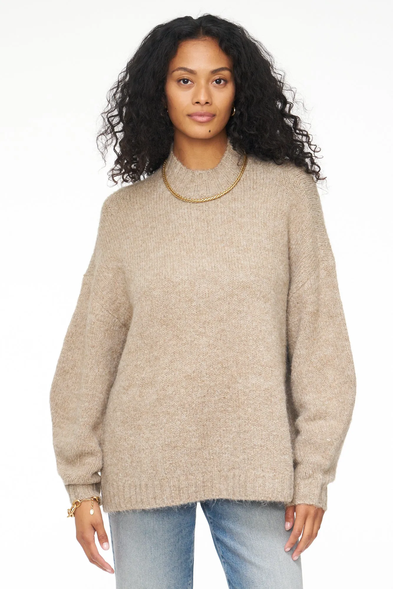 Carlen Mock Neck Sweater - Taupe