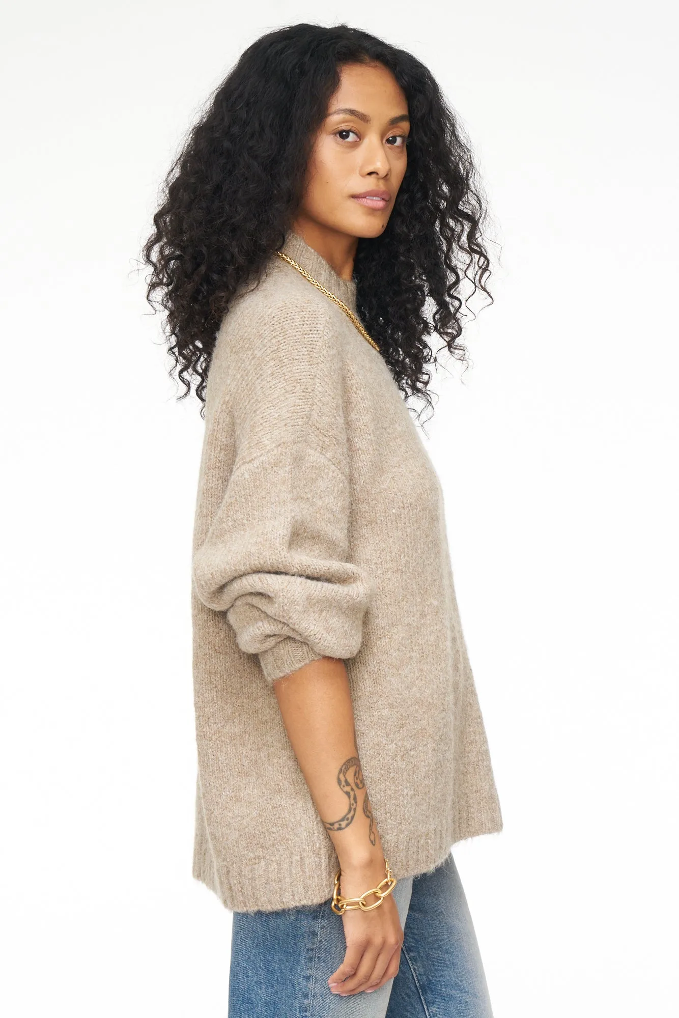 Carlen Mock Neck Sweater - Taupe