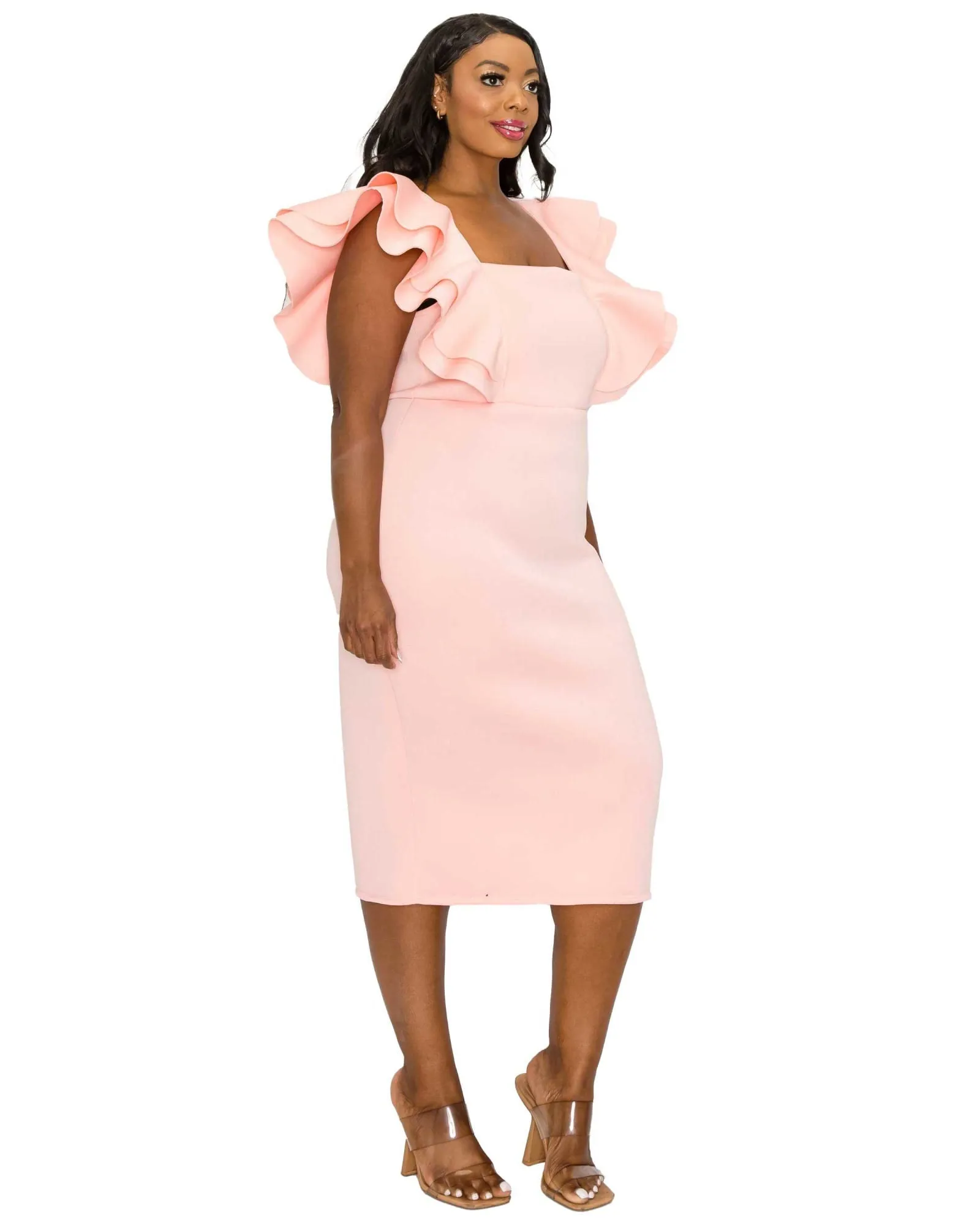 Charlie Flutter Sleeve Dress | Pink