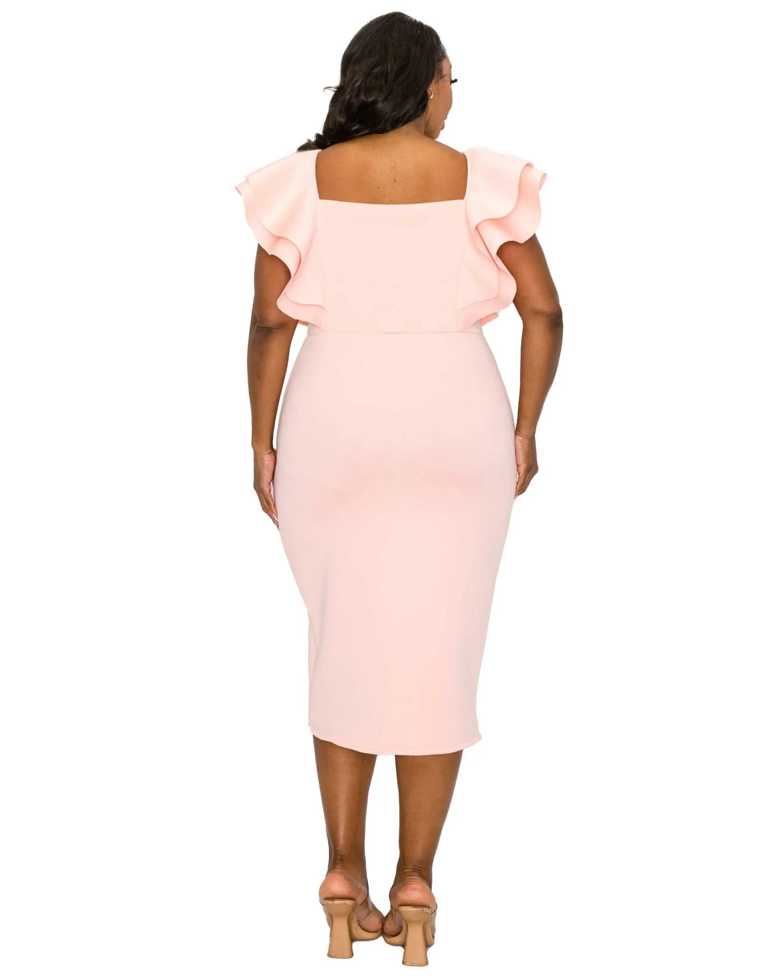 Charlie Flutter Sleeve Dress | Pink