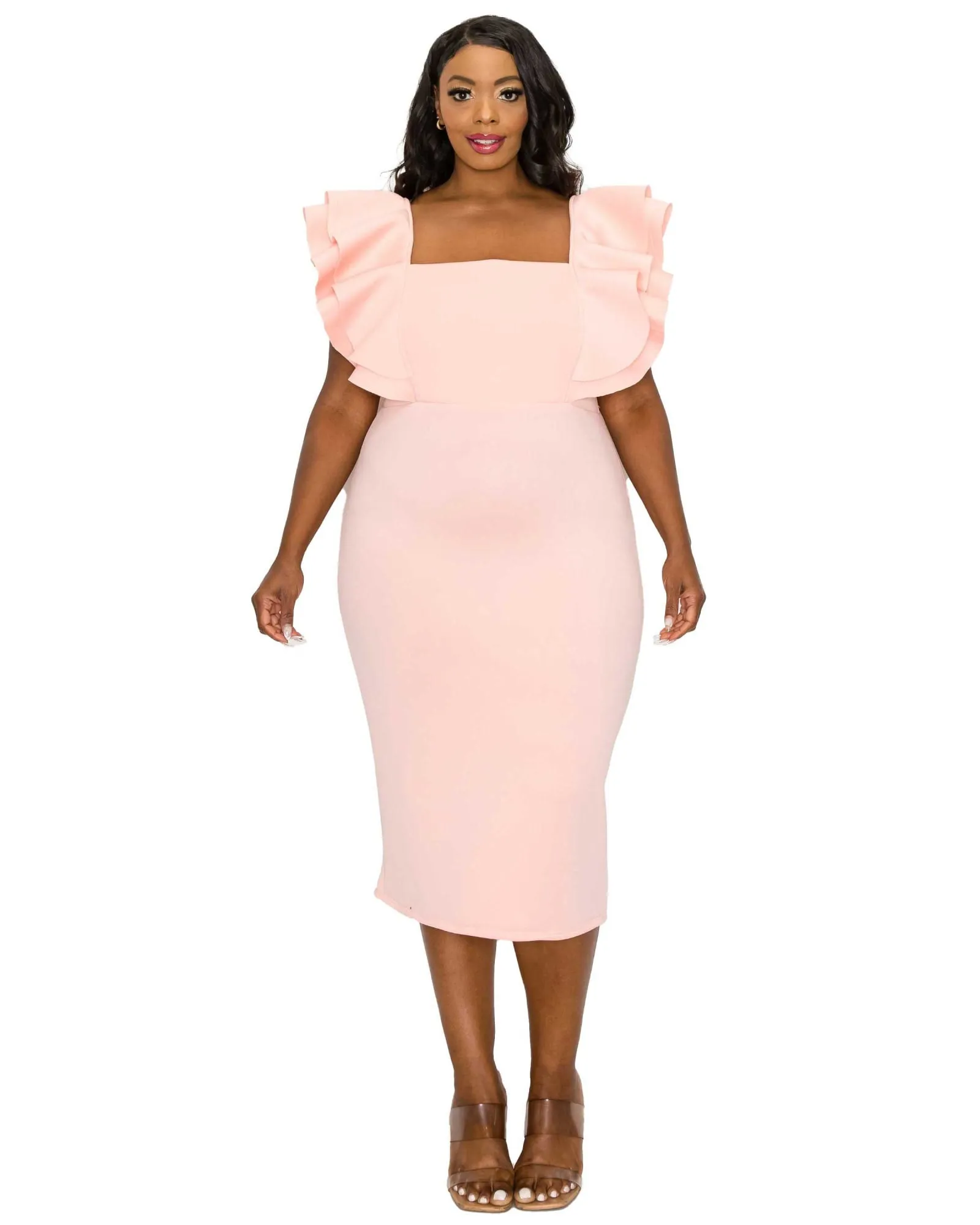 Charlie Flutter Sleeve Dress | Pink