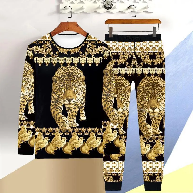 Chinese Style Men's Long-Sleeved T-Shirt And Trousers Two-Piece Suit