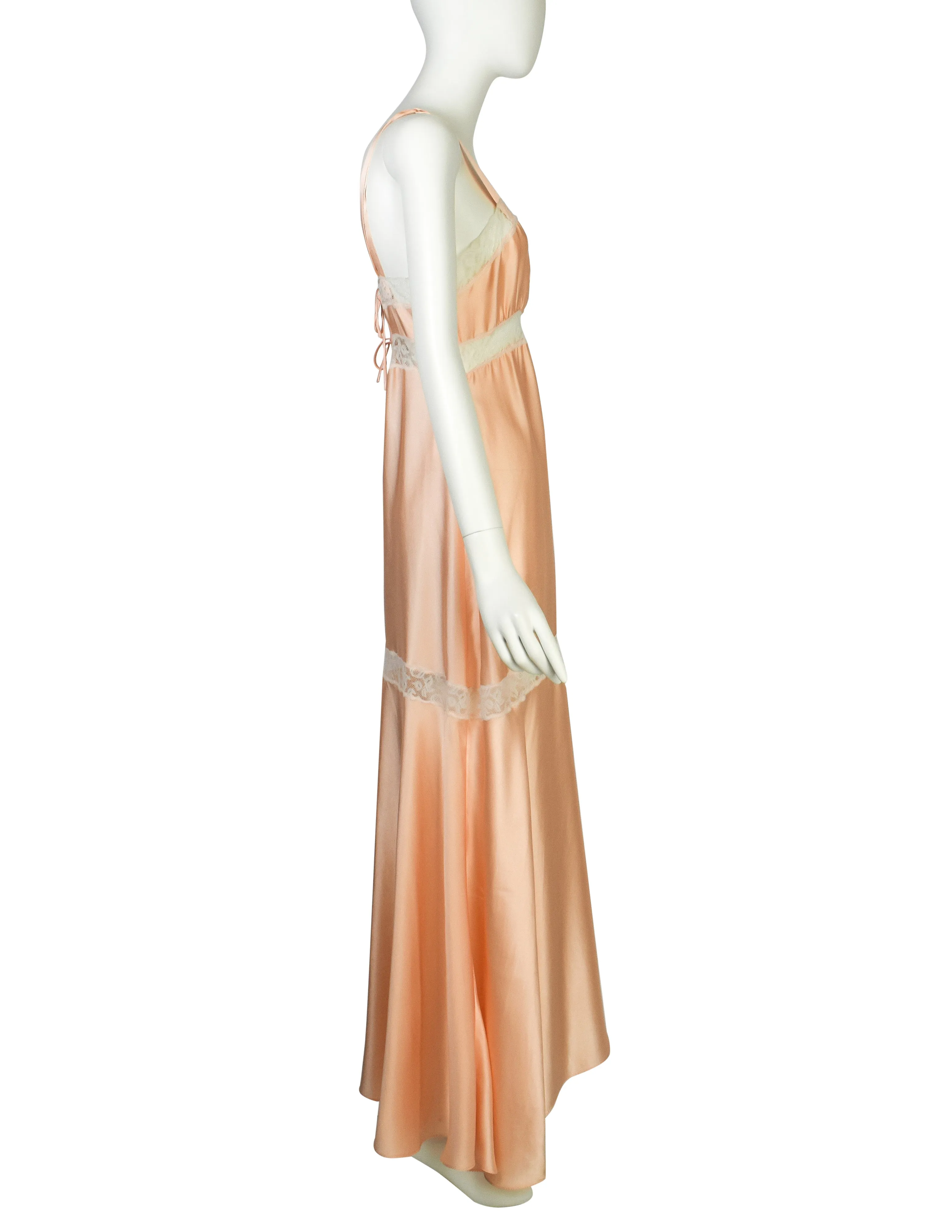 Chloe Vintage 1970s Peach Satin Lace Slip Dress