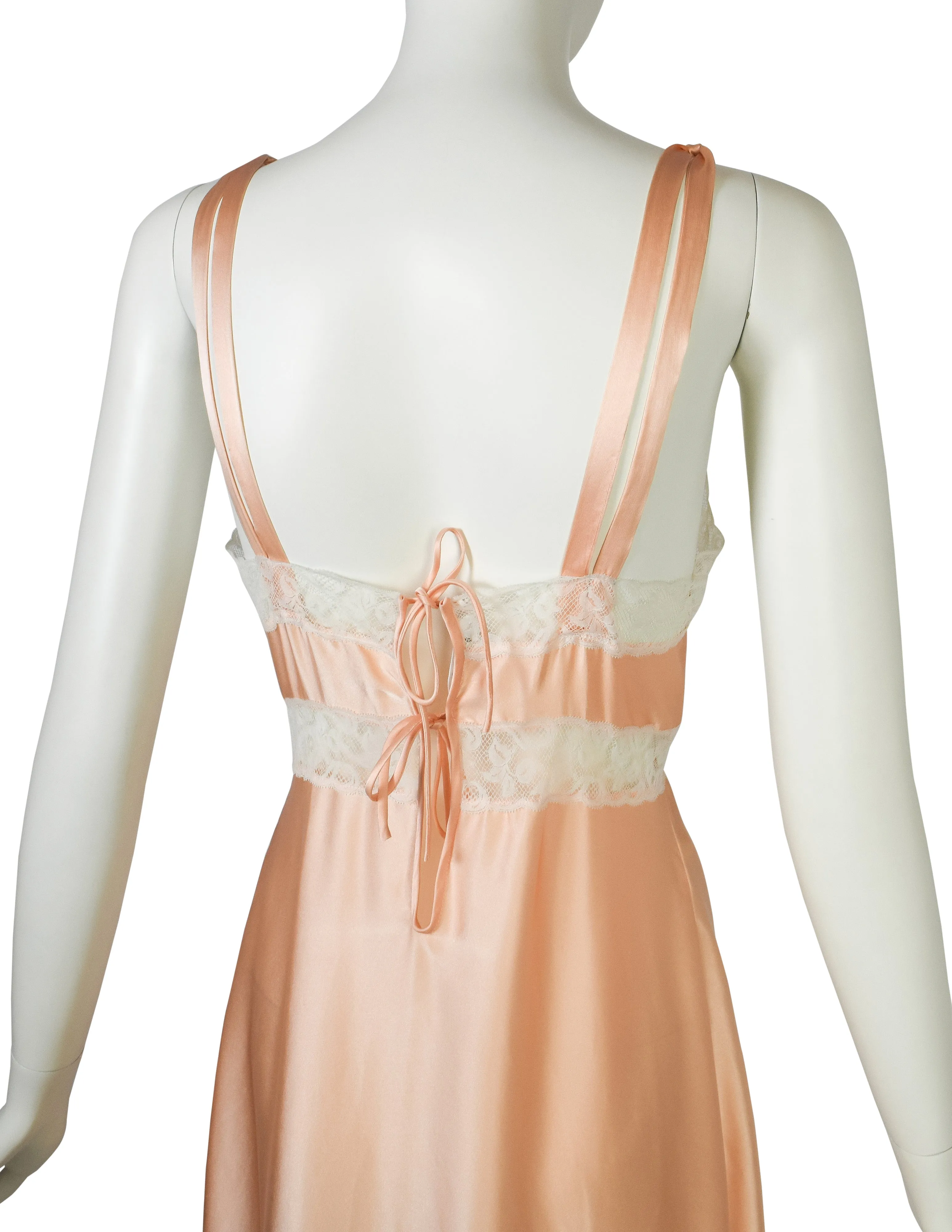 Chloe Vintage 1970s Peach Satin Lace Slip Dress