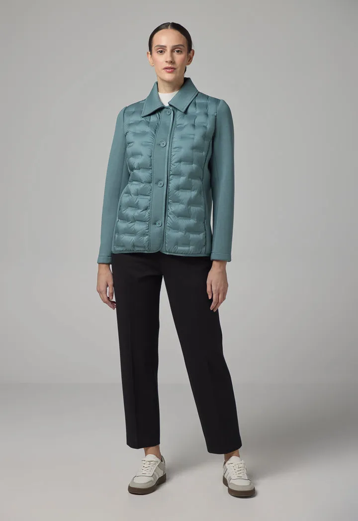 Choice Solid Long Sleeve Quilted Jacket Green