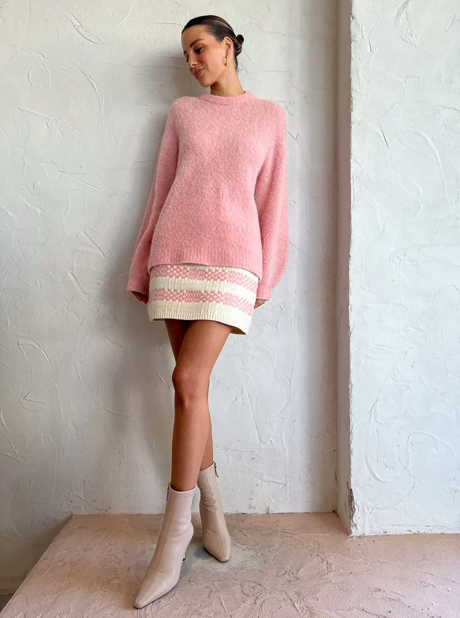 Clea Arlo Boucle Knit in Cloud Pink