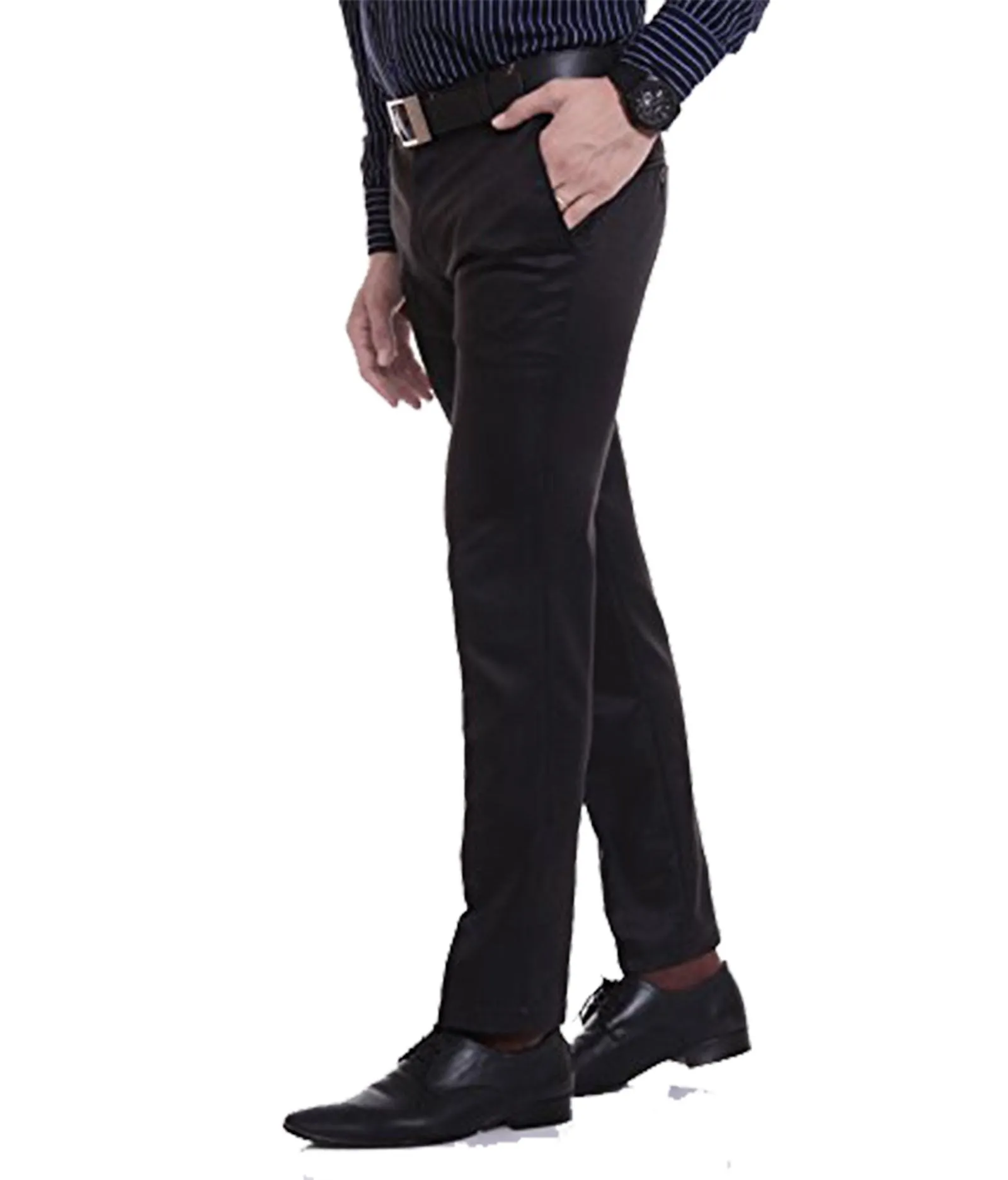 Cliths Men's Formal Trouser Slim Fit /Black Flat Front Formal Pants For Mens