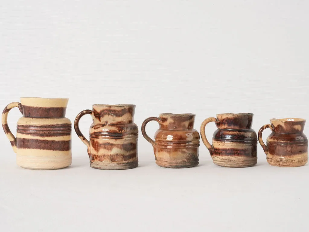 Collection of 5 little coffee / water pitchers - Dieulefit 4¼"