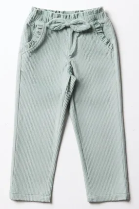 Corduroy Pants With Bow Green