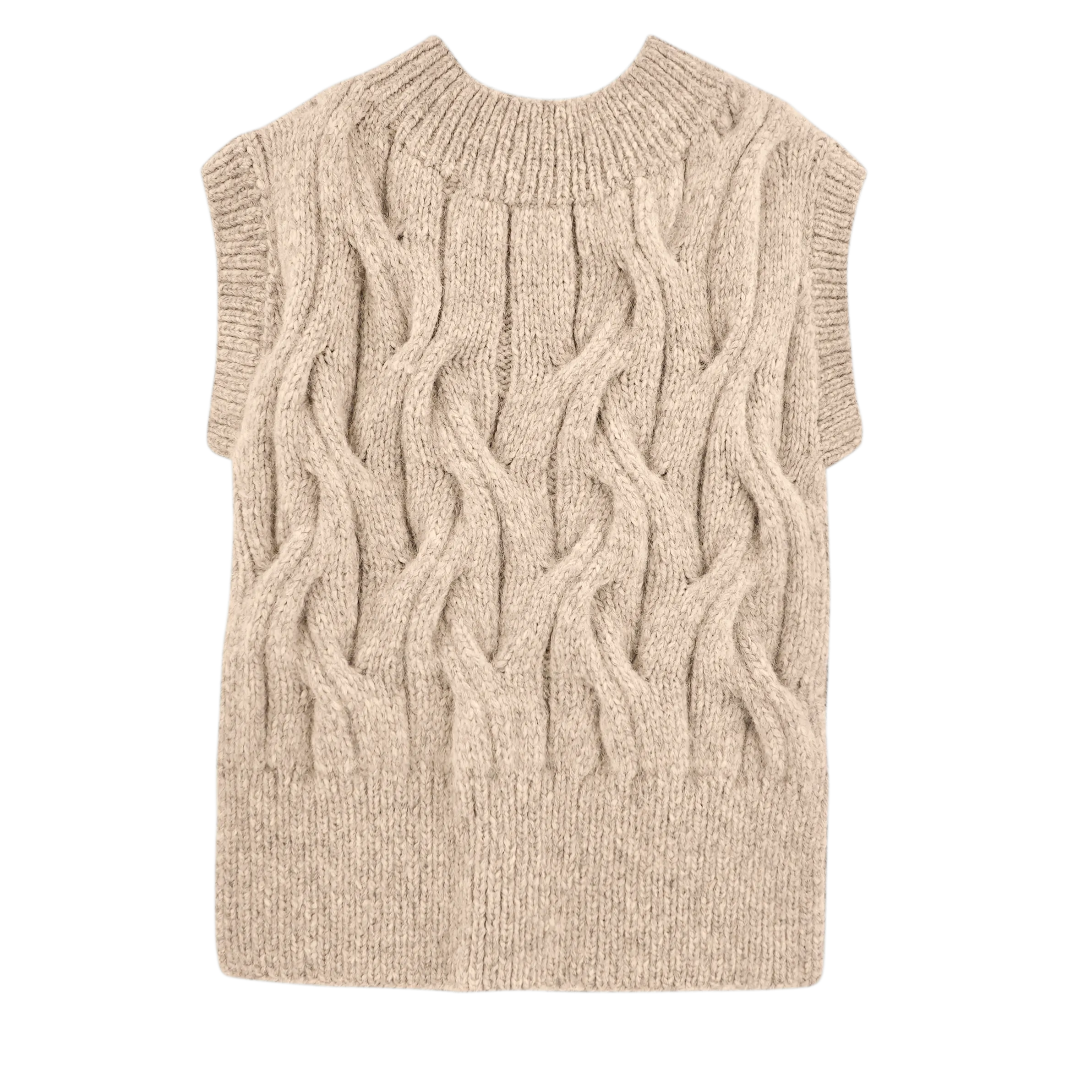 Cortina Hand Knit Sweater Vest in Camel