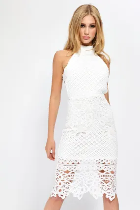 Cream Open Back Crochet Bodycon Dress