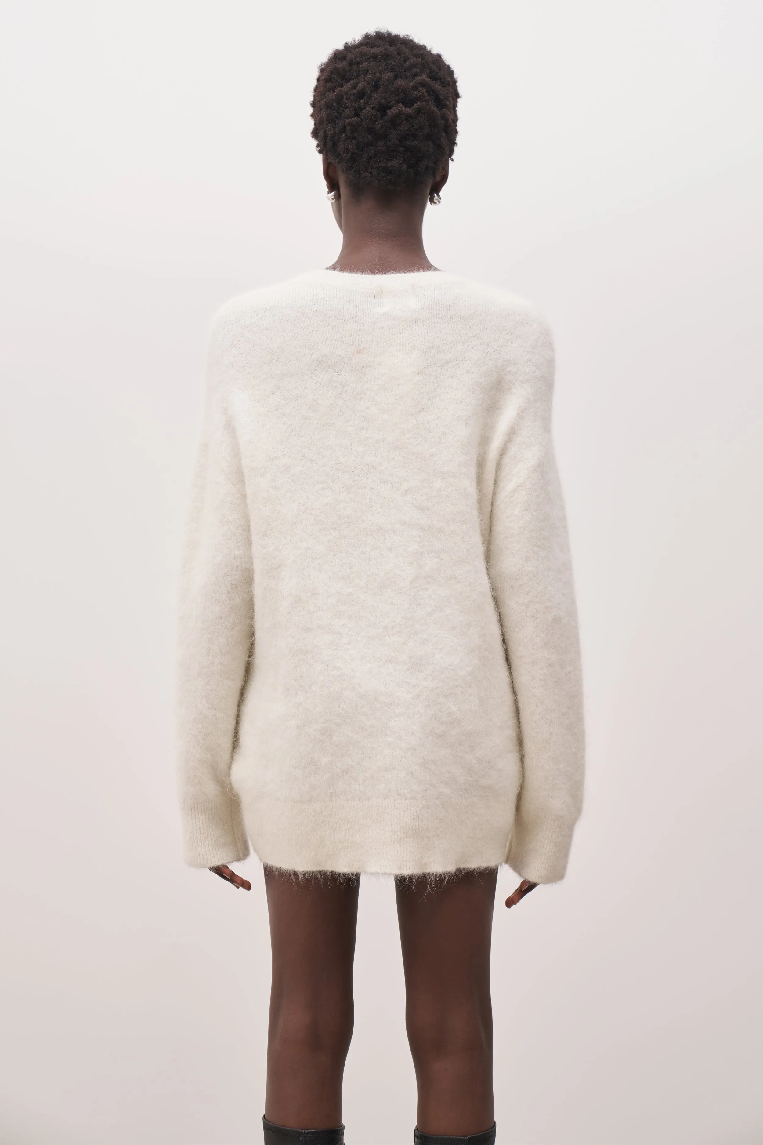 Crew Neck Alpaca Blend Jumper - Cream