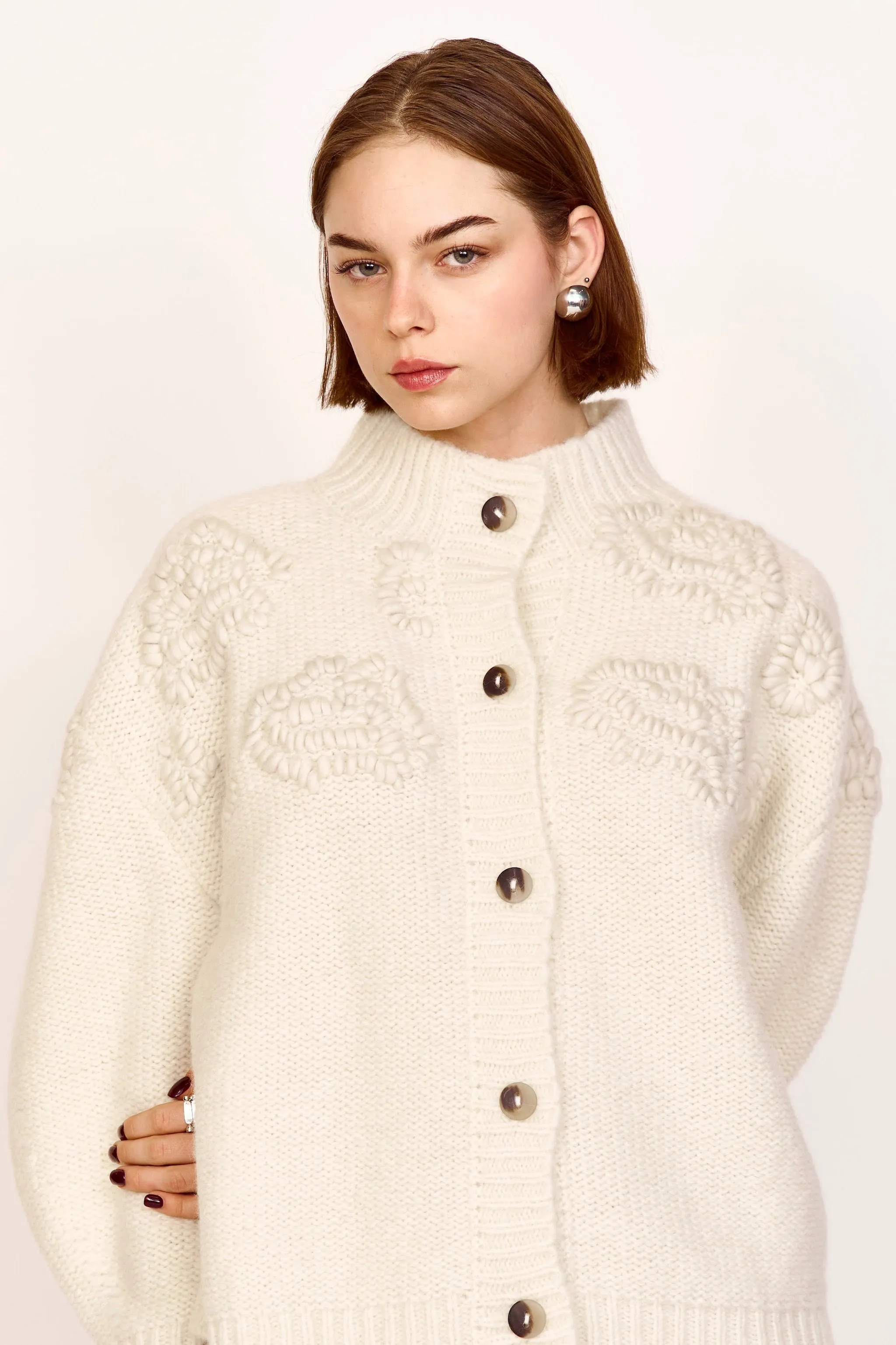 Cusco Waterlily Cardigan in Ivory