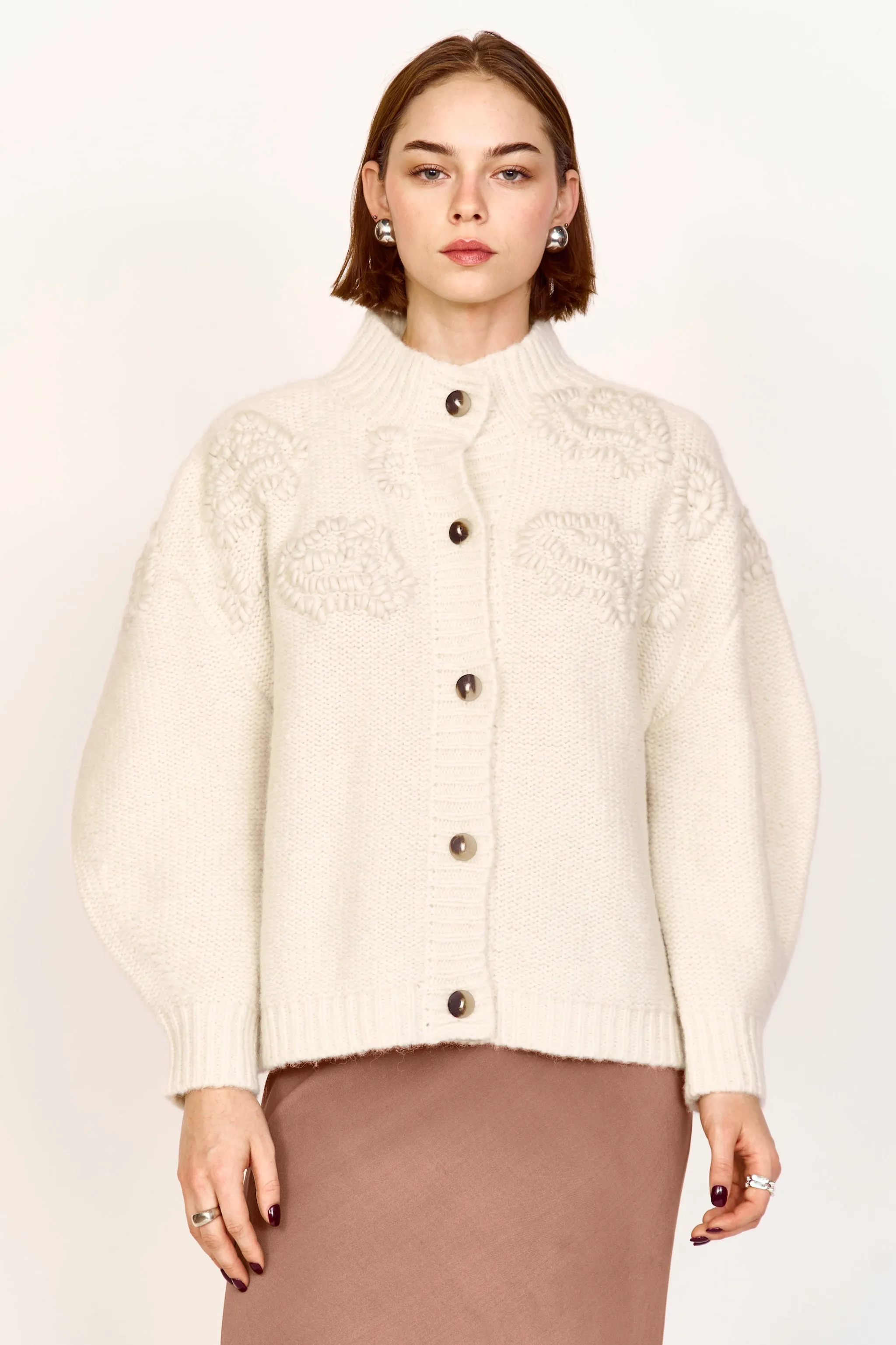 Cusco Waterlily Cardigan in Ivory