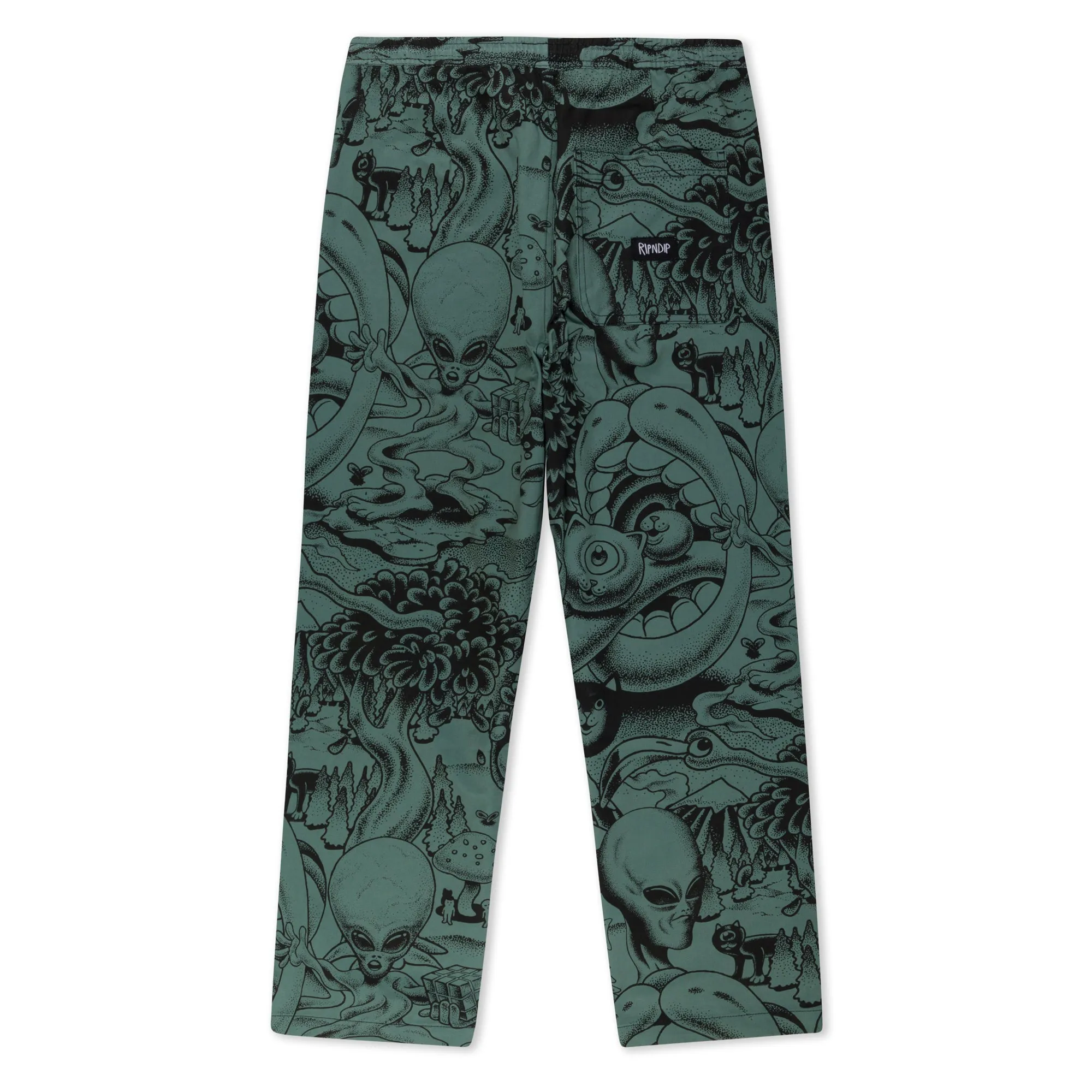 Dark Twisted Fantasy Wide Leg Pants (Olive/Black)