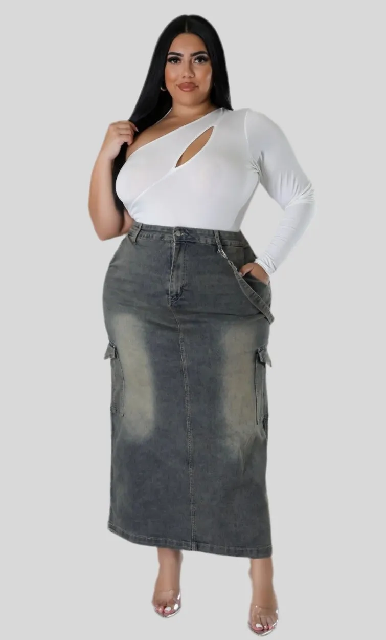 Denim Plus Size Skirt