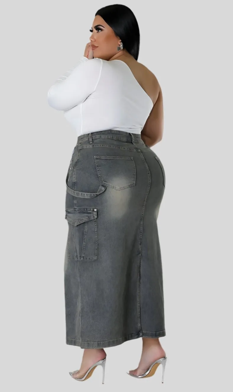 Denim Plus Size Skirt