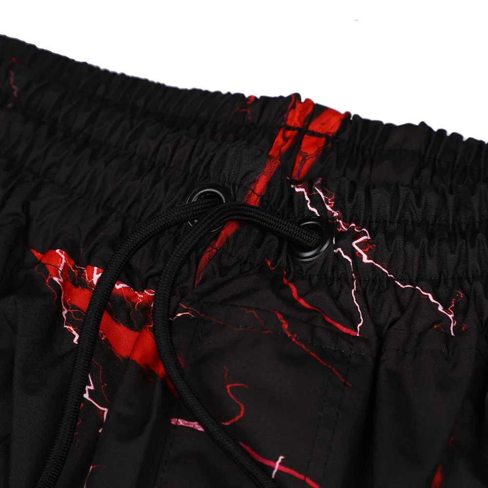 DSXBR VELVET SUPER WIDE BOX PANTS RED THUNDER BLACK