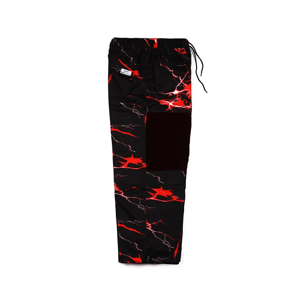 DSXBR VELVET SUPER WIDE BOX PANTS RED THUNDER BLACK