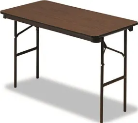 Economy Wood Laminate Folding Table Rectangular 48W X 24D Walnut