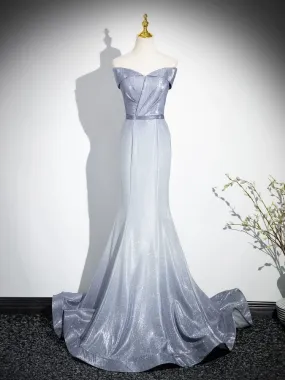 Elegant Mermaid Gray Long Prom Dress, Gray Party Dress