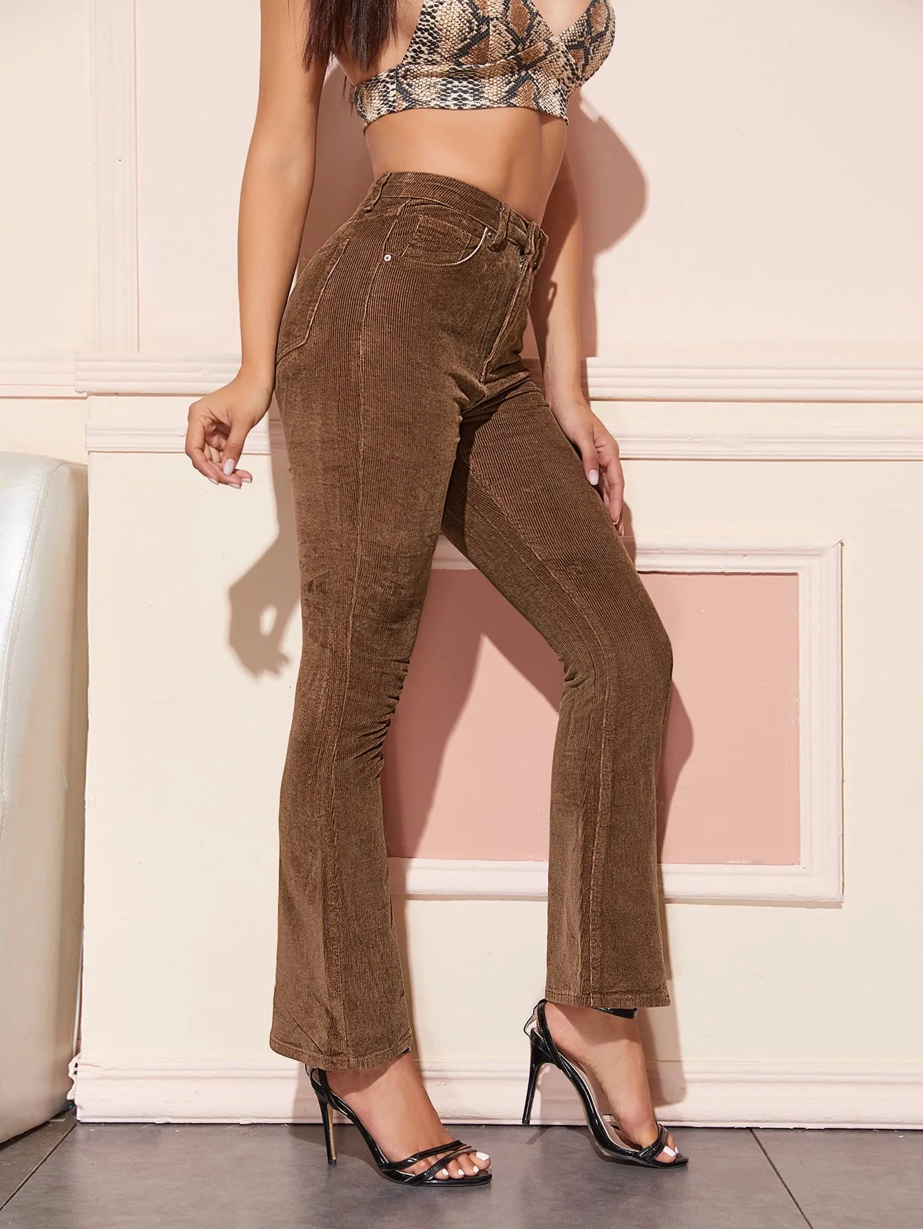 Elegant Plain Zipper Natural Long Women Pants