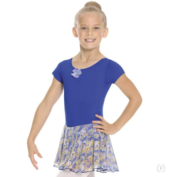 Eurotard 04467 Girls Flirty Floral Short Sleeve Dance Dress W/Removable Flower Pin