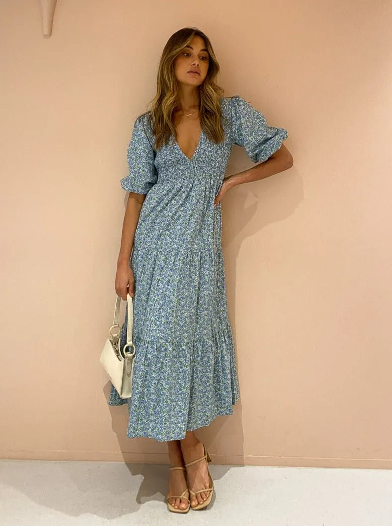 Faithfull the Brand Renata Midi Dress in La Guardia Floral