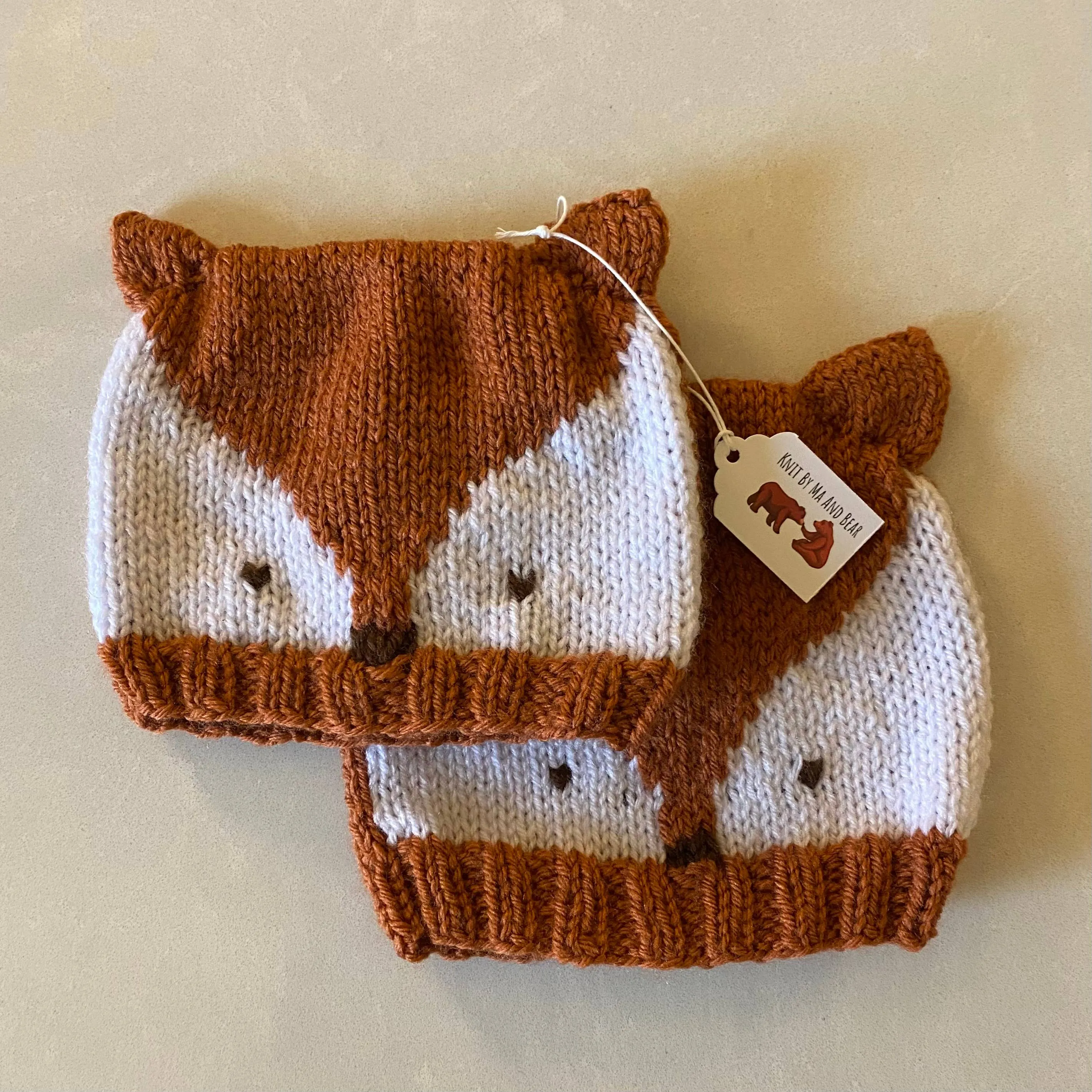 Fox Hand Knit Baby Hat