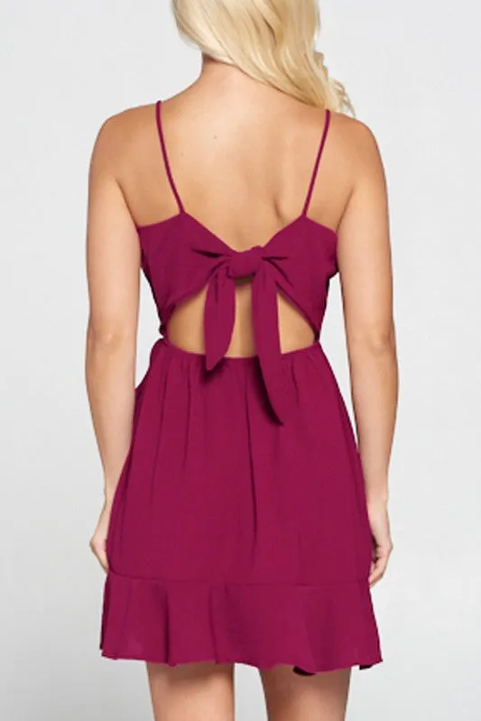 Fuchsia Woven Wrap Ruffle Dress