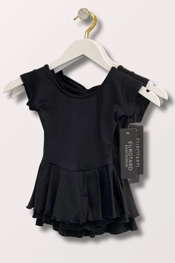 Girls Microfiber Bow Back Cap Sleeve Dance Dress - Black