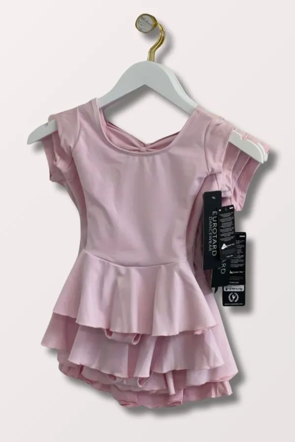 Girls Microfiber Bow Back Cap Sleeve Dance Dress - Pink