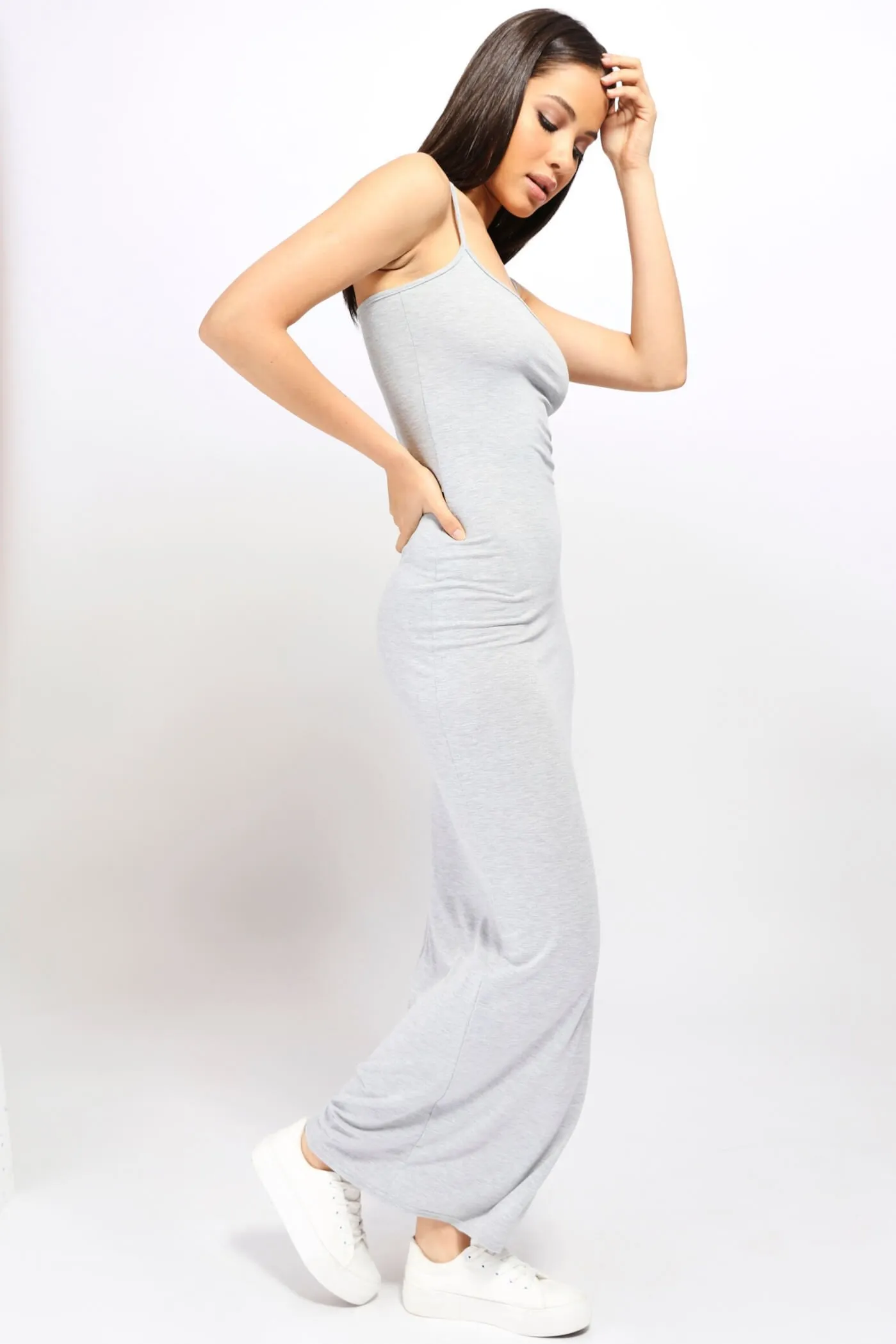 Grey Grey Jersey Strappy Back Maxi Dress