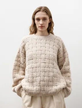 Handknit Interlace Pullover Alabaster