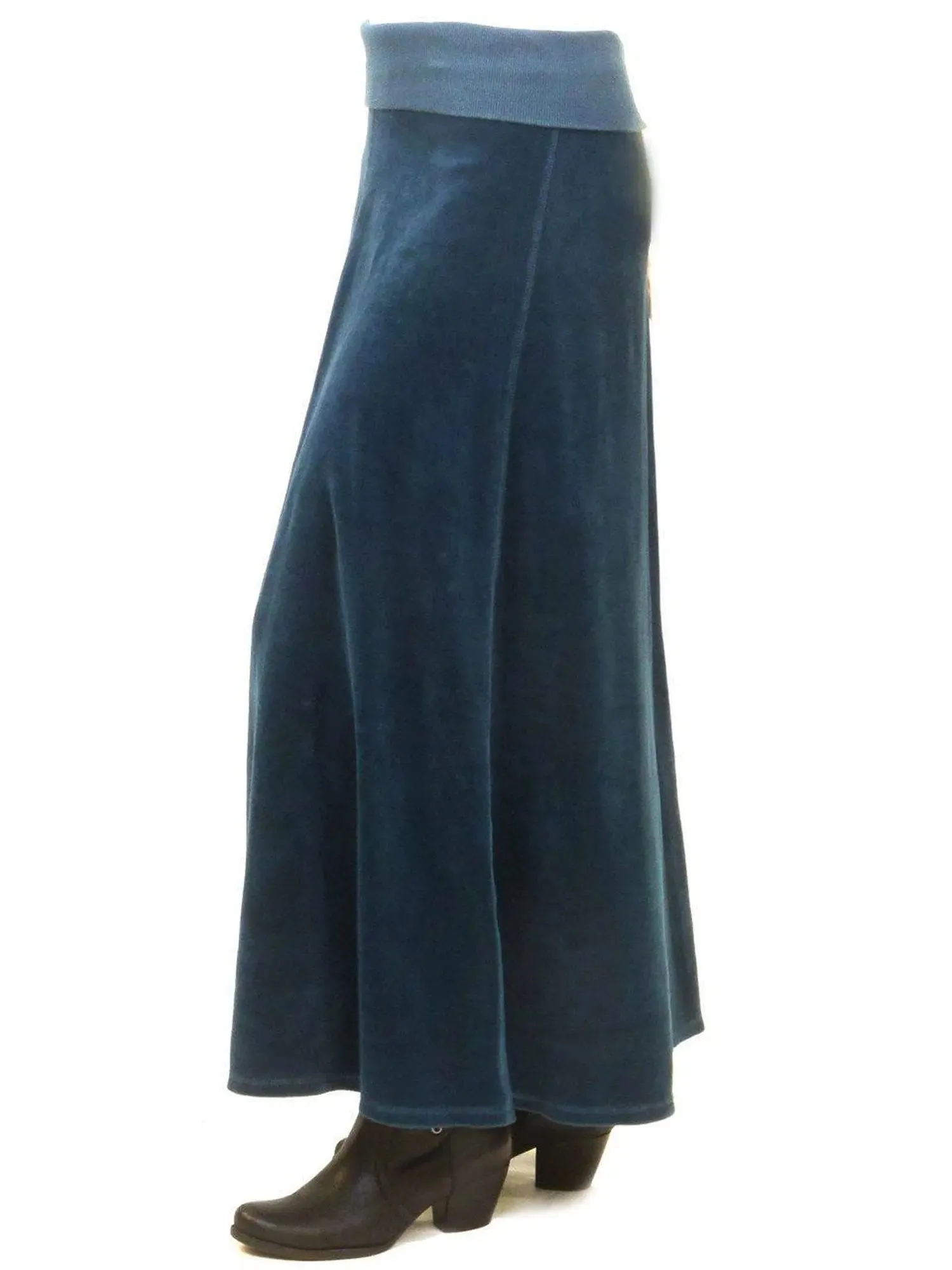 Hard Tail Rolldown Waist Velour Sweep Skirt V-128