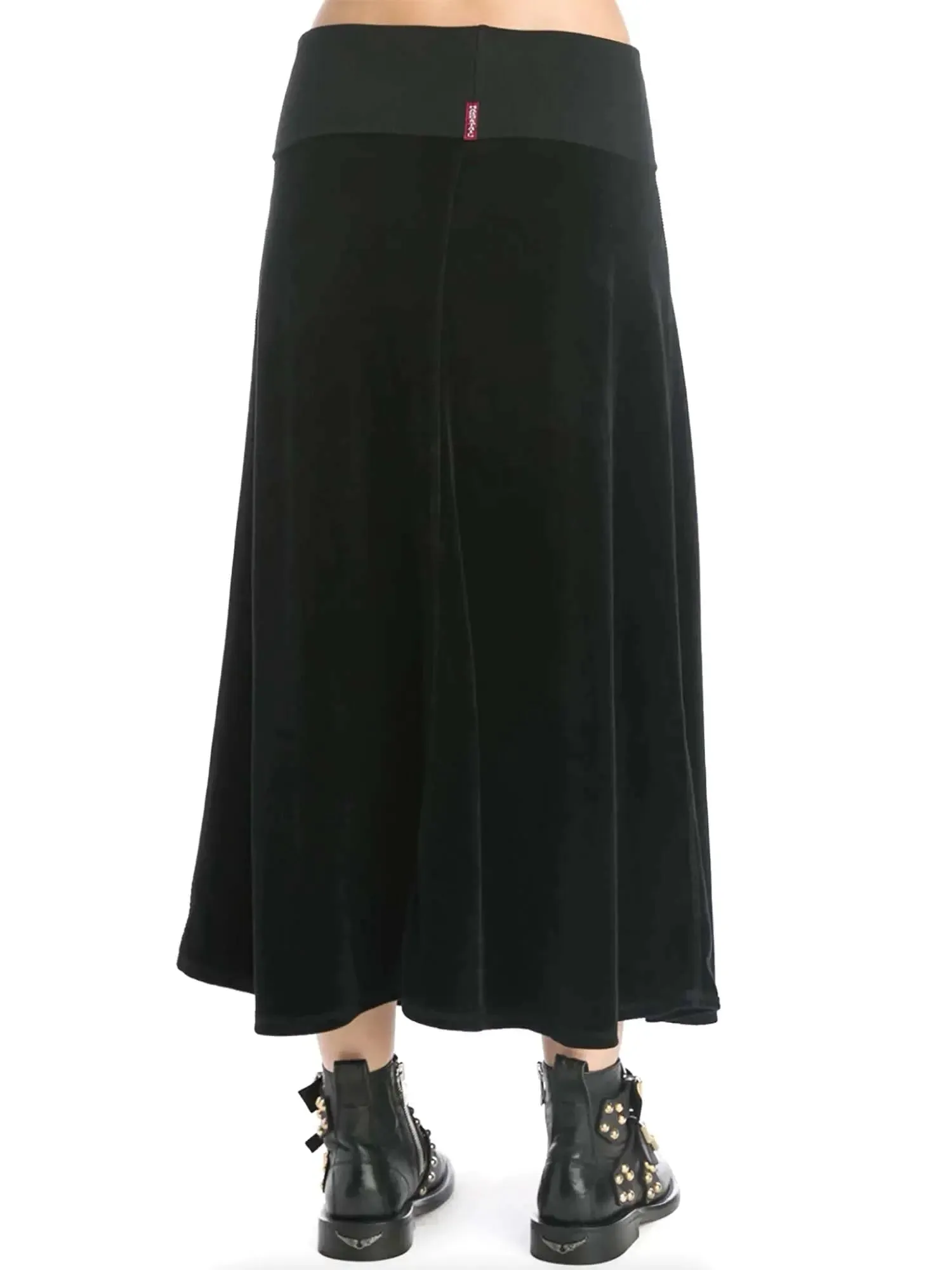 Hard Tail Rolldown Waist Velour Sweep Skirt V-128