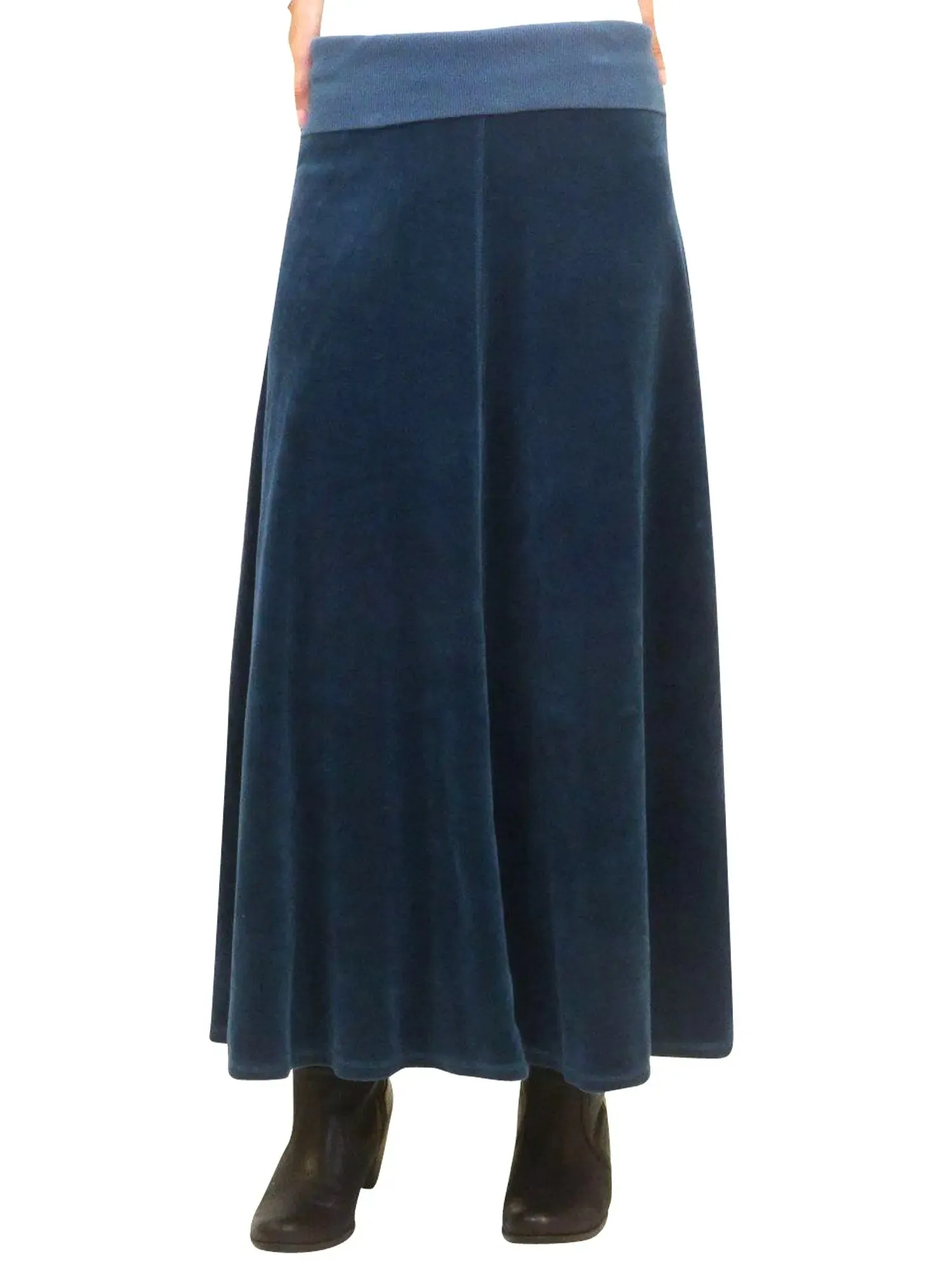 Hard Tail Rolldown Waist Velour Sweep Skirt V-128