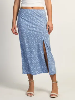 HARLOW MIDI SLIT SKIRT - BLUE