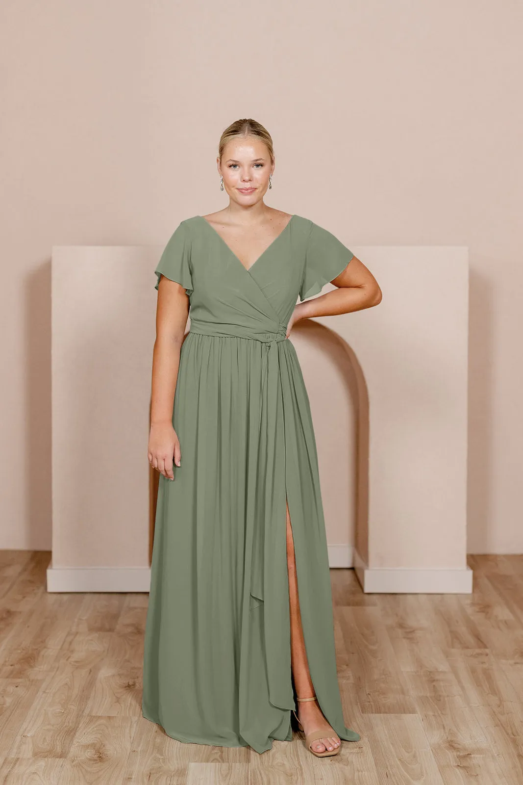 Harper Chiffon Faux Wrap Dress | Made To Order