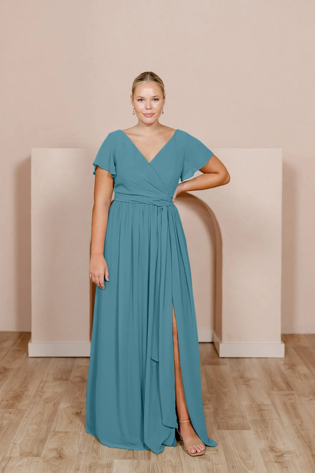 Harper Chiffon Faux Wrap Dress | Made To Order