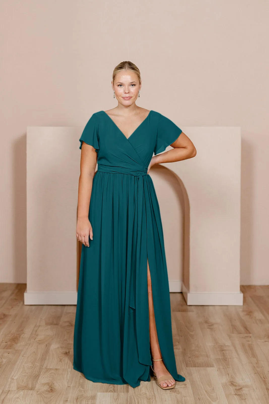 Harper Chiffon Faux Wrap Dress | Made To Order