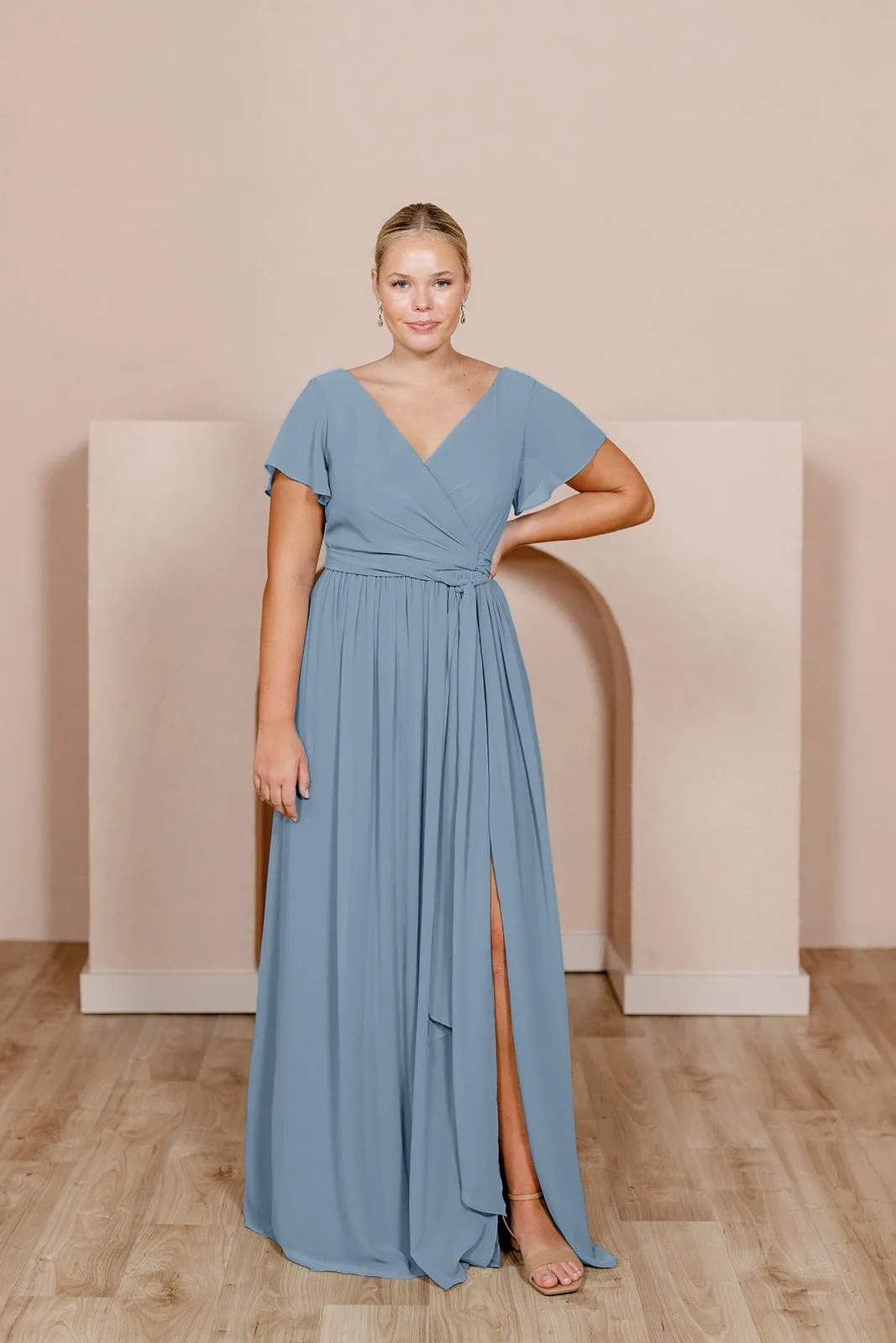 Harper Chiffon Faux Wrap Dress | Made To Order